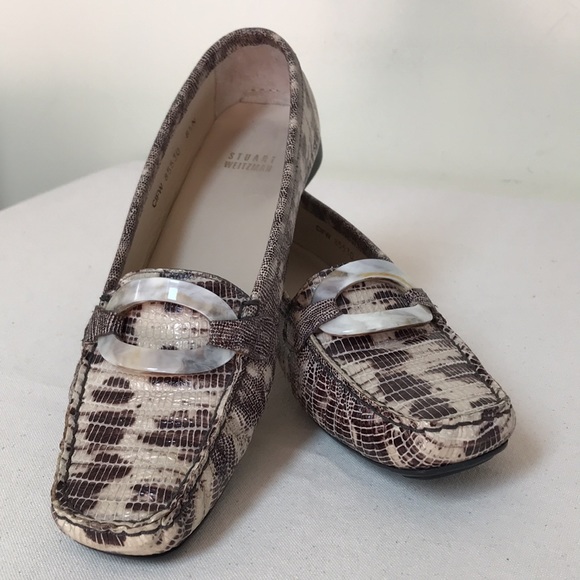 Stuart Weitzman Sz 8.5N Driving Loafer gorgeous snakeskin embossed leather - Picture 5 of 12